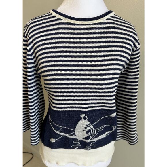 vtg 60s sailor Theme sweater Rowing Crew Nautical striped 2 Sided RARE womens - Picture 13 of 13